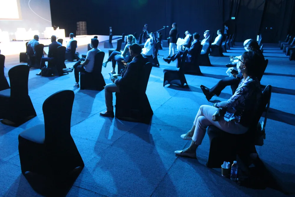 hybrid event example with in person audience