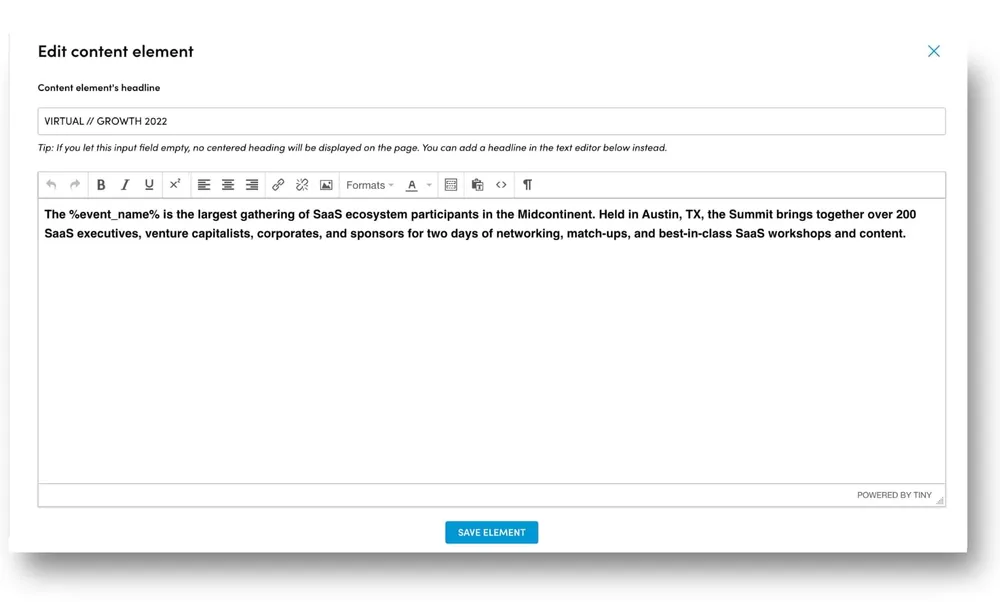 edit content inside of the text box