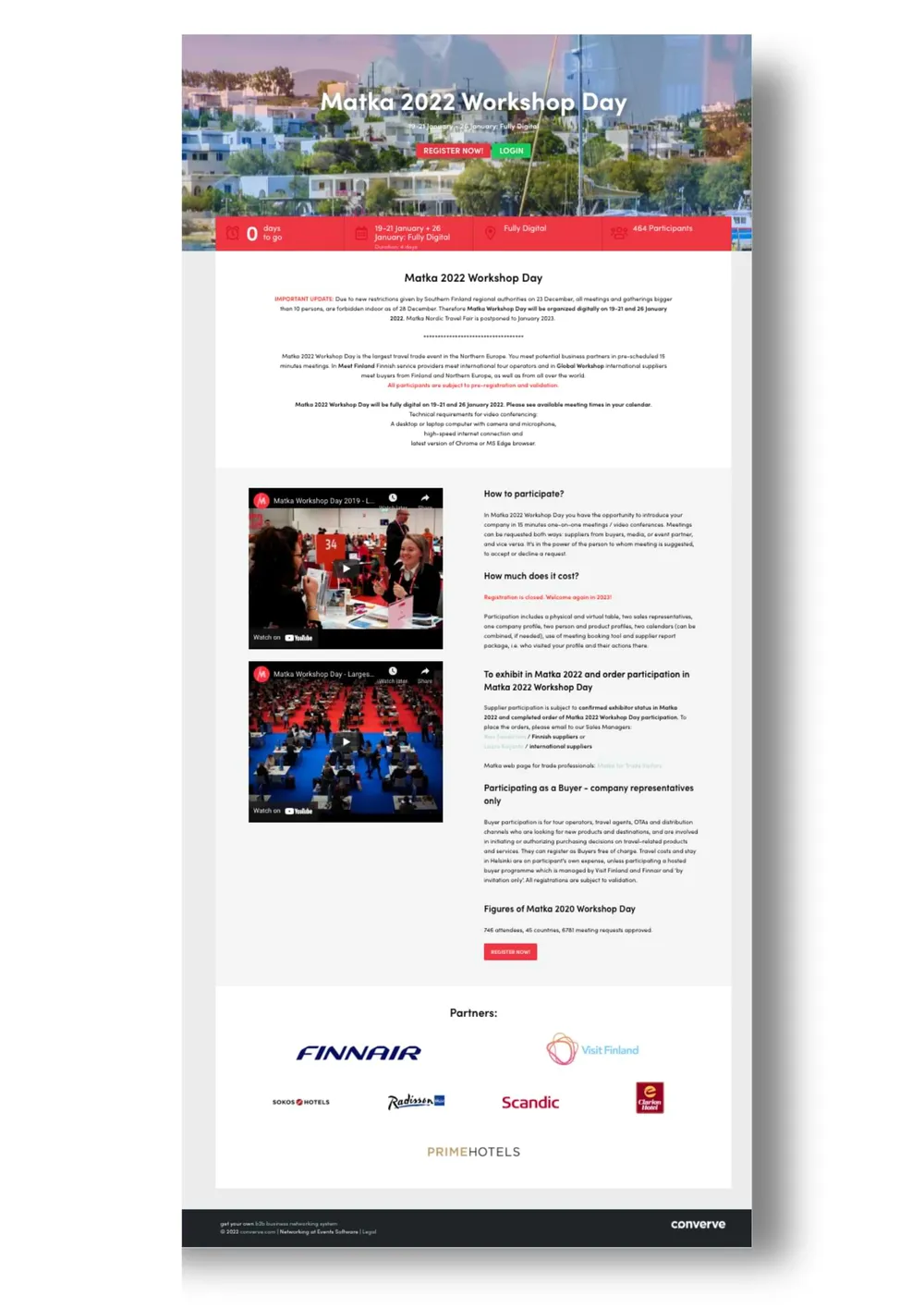 event landing page built with Converve